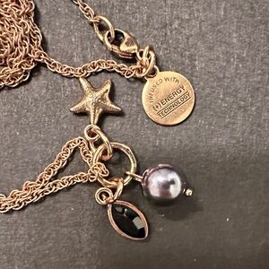 NWT Alex and Ani Rose Gold Necklace with Black and Pearl Charms